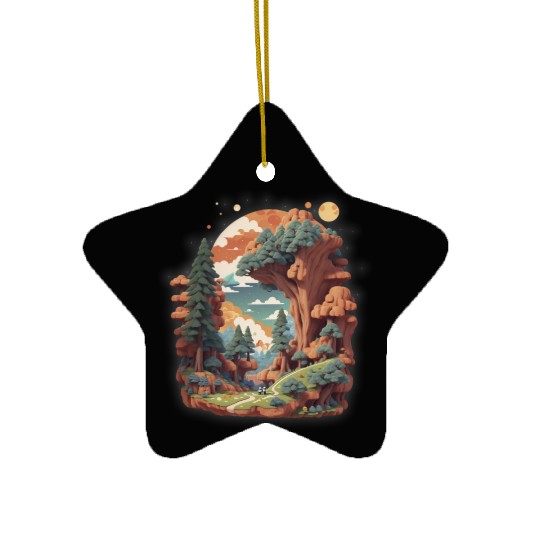 Peaceful hike in nature Ceramic Ornaments