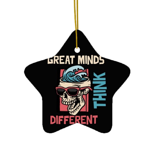 Great Minds Think Different Surfer Skull Ceramic Ornaments