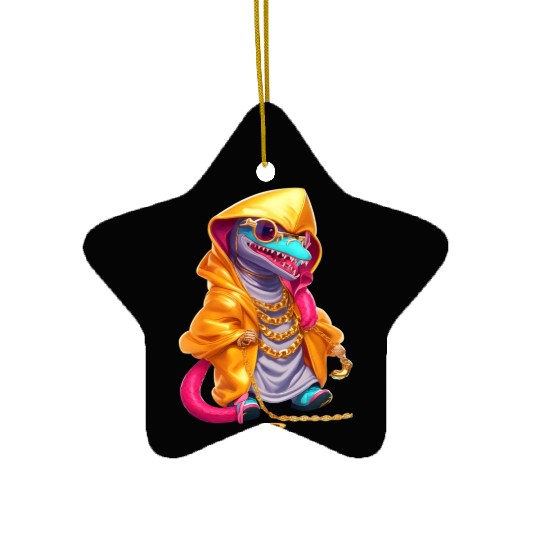 hip hop chameleon Ceramic Ornaments