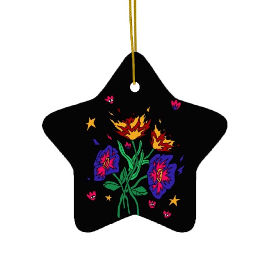 Flaming Floral Dreams Ceramic Ornaments