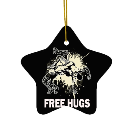 Free Hugs Wrestling Mens Youth Wrestling Lover Ceramic Ornaments