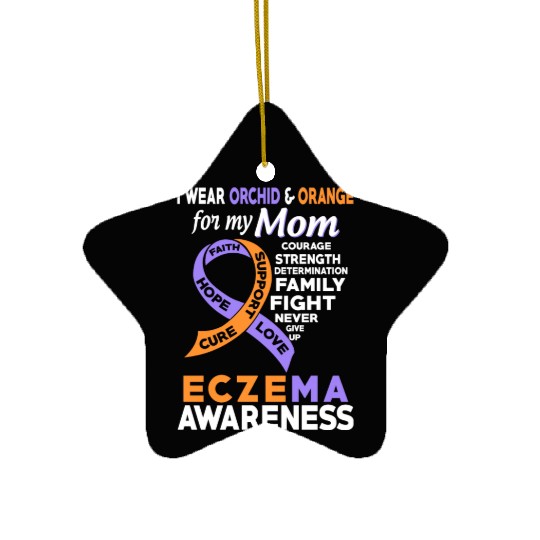 I Wear Orchid Orange For My Mom Eczema Awareness Ceramic Ornaments
