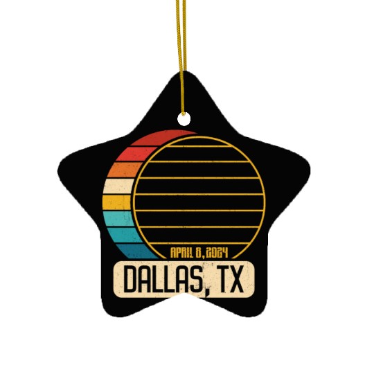 Total Solar Eclipse Texas Dallas April 28 2024Dall Ceramic Ornaments