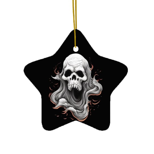 Eerie Halloween Ghoul Art, Spooky Season Delight 3 Ceramic Ornaments