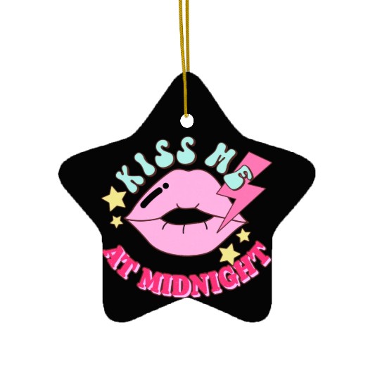 New Years Eve Party Kiss Me At Midnight I Love You Ceramic Ornaments