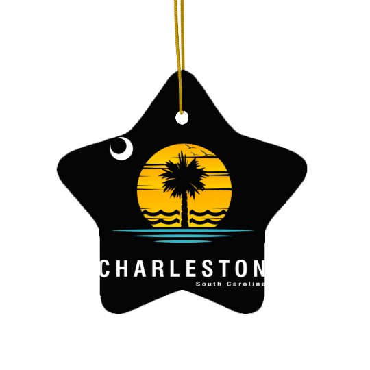 Charleston South Carolina Sc Palmetto Moon Sunset Ceramic Ornaments