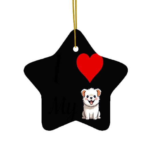 I love my dog ,dogs lover , Heart , cute dog Ceramic Ornaments