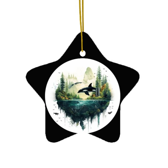 Orca SeaScape Ceramic Ornaments