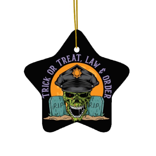 Trick or Treat, Law & Order Policeman Halloween Ceramic Ornaments