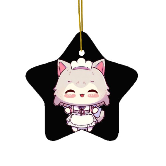 Yuki Kawaii Cat Maid Anime Manga Ceramic Ornaments