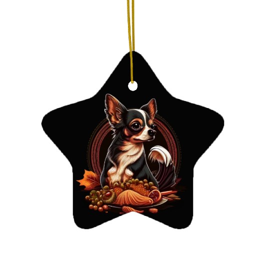Chihuahua | Thanksgiving Day Farmer Food Autumn Ceramic Ornaments