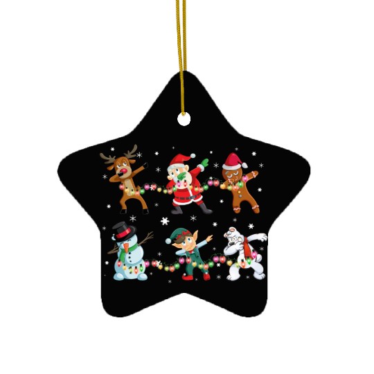 Funny Dabbing Santa And Friends Ceramic Ornaments Christmas