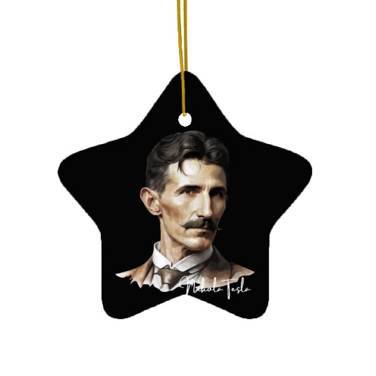 Artistic Illustration of Nikola Tesla Ceramic Ornaments