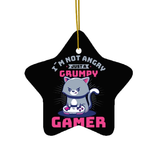 Gaming, Gaming, Video Game, Grumpy Cat Gamer Ceramic Ornaments