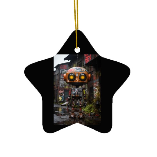 Urban Mechanic: Ghetto Robot Amidst Graffiti Ceramic Ornaments