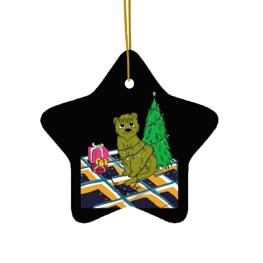 Cat Christmas Light Ceramic Ornaments Funny Cat Lover