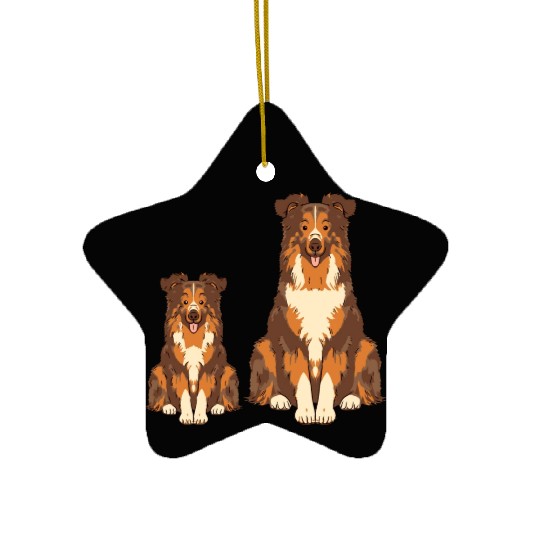 Collie Dog Lover Parent Dad Mom and Son Daughter Ceramic Ornaments