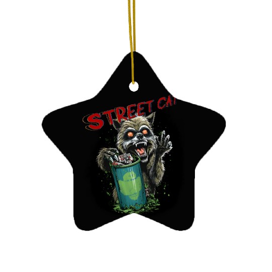 Street Cat, Funny Raccoon Ceramic Ornaments, Animal, horror