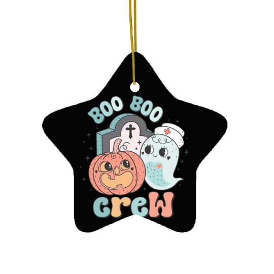Boo Boo Crew Nurse Funny Ghost Women Halloween Ceramic Ornaments