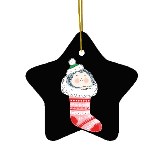 Holly Jolly Hedgehog Ceramic Ornaments