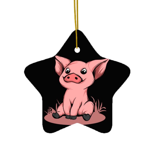 Cute Funny Happy Piglet Graphic Pig Lover Gift Ceramic Ornaments