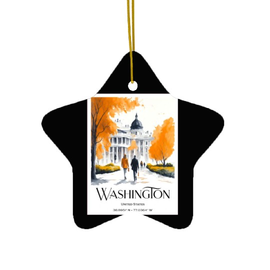 Watercolor painting loving couple in Washington DC Ceramic Ornaments