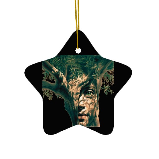 Olive tree and face Ceramic Ornaments