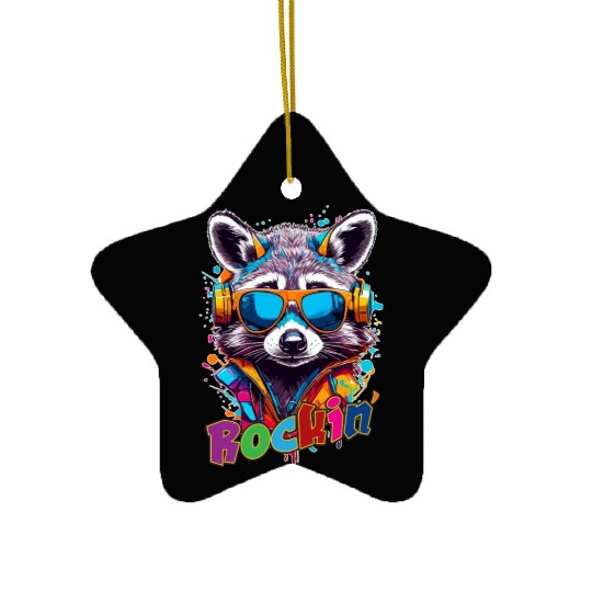 Rockin Raccoon Ceramic Ornaments