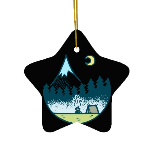 Keep It Simple (Camping At Night) Ceramic Ornaments