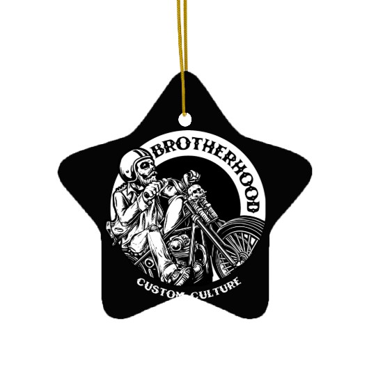 Riding brotherhood culture, skeleton riding a bike Ceramic Ornaments