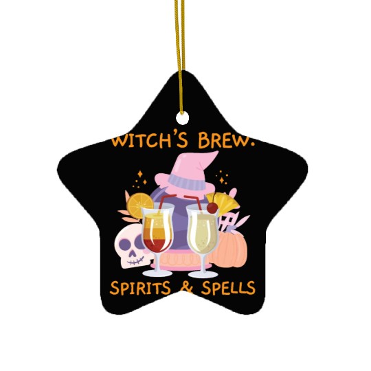 Witch's Brew: Spirits & Spells Bartender Halloween Ceramic Ornaments