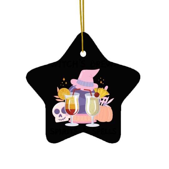 Witch's Brew: Spirits & Spells Bartender Halloween Ceramic Ornaments