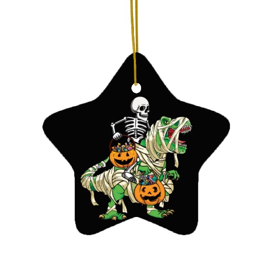 Skeleton Dinosaur Pumpkin Lazy Creepy Halloween Ceramic Ornaments