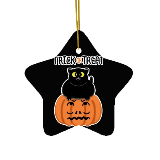 Trick or Treat Black lucky cat with sweetest eyes. Ceramic Ornaments