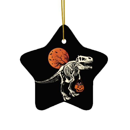 Dinosaur Skeleton Pumpkin Lazy Creepy Halloween Ceramic Ornaments