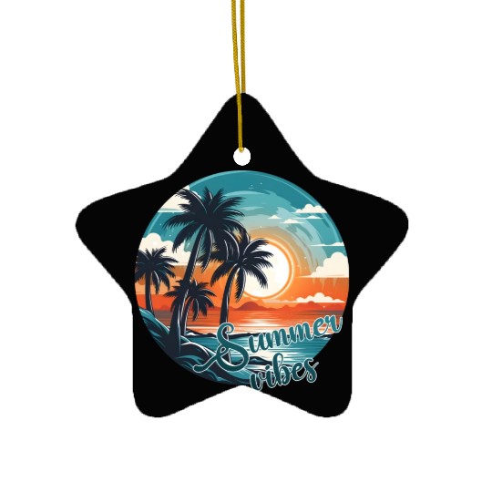 Vintage Summer Vibes Ceramic Ornaments