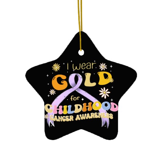 I Wear Gold For Childhood Cancer Awareness Ceramic Ornaments