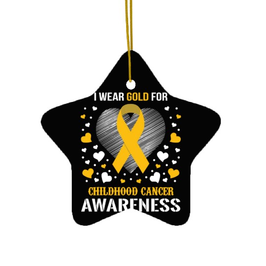 I Wear Childhood Cancer Awareness Supporter Ribbon Ceramic Ornaments