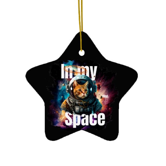 In my Mind Space Cat Astronaut Design Pets Lover Ceramic Ornaments