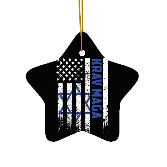 Krav Maga American USA Israel Flag Ceramic Ornaments