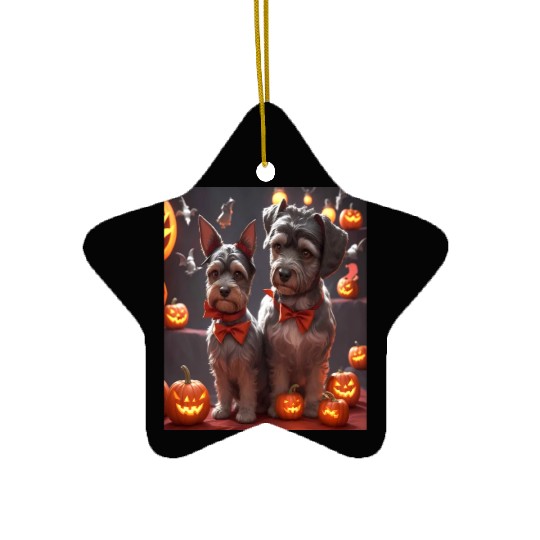 Schnauzer Hallooween Spooktacular Ceramic Ornaments