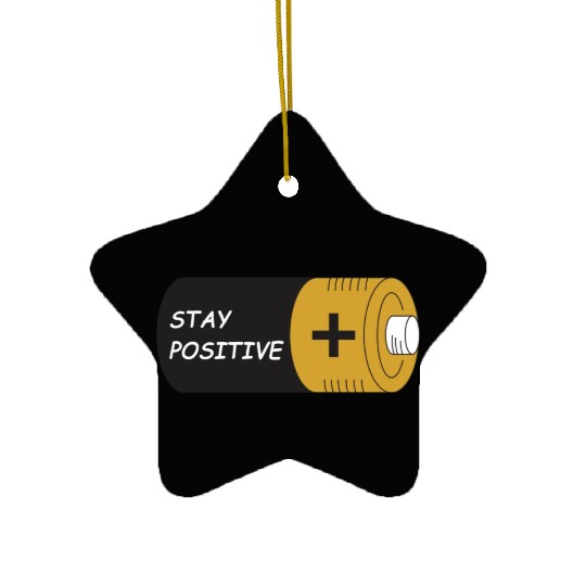 Stay Positive Battery Cell Motivation Sticker Ceramic Ornaments