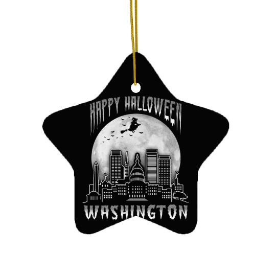 Happy Halloween Washington DC Ceramic Ornaments