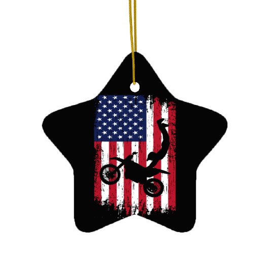 Supercross Freestyle Motocross American Flag Ceramic Ornaments