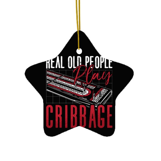 Cribbage Real Old People Play Cribbage Board Game Ceramic Ornaments