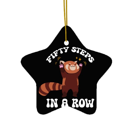 Fifty Steps In a Row Funny Walk Routine Red Panda Ceramic Ornaments