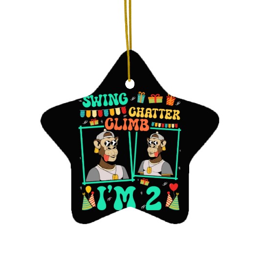 Swing Chatter Climb I'm 2 Monkey Lover Kid 2nd Ceramic Ornaments