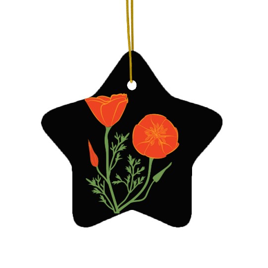 California Poppies on Clear Background Ceramic Ornaments
