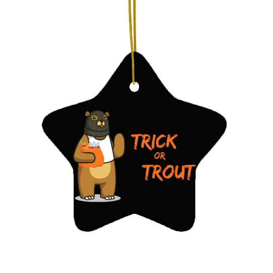 Halloween Bear Burglar Trick Or Treat Pun Ceramic Ornaments