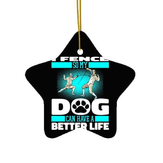 Fencing Fencer Dog Ceramic Ornaments